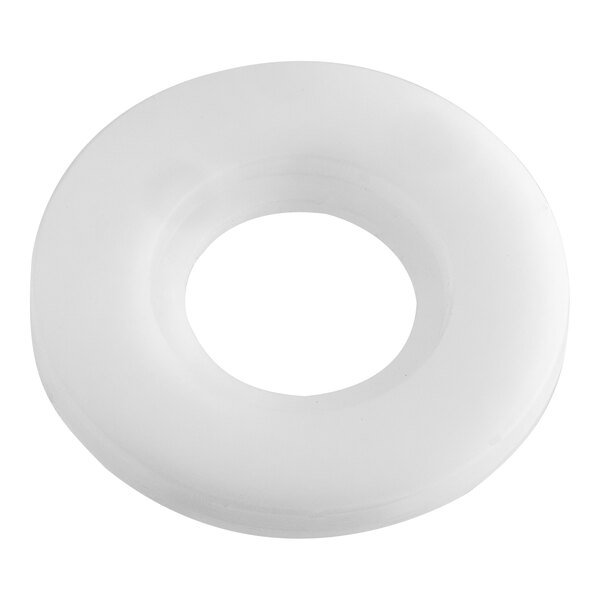 A white plastic circle with a hole in the middle.