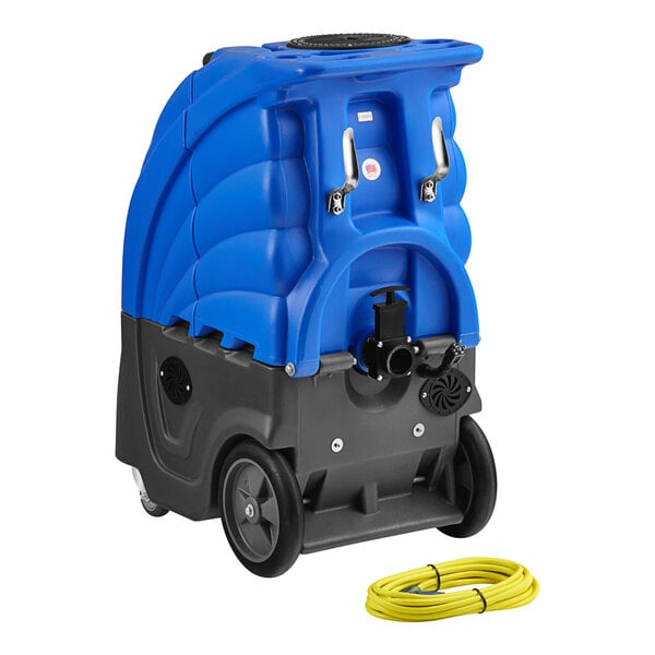 A blue and grey Lavex carpet extractor machine.