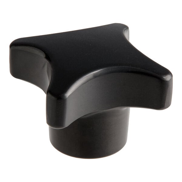 A black plastic knob with a star shape on it.