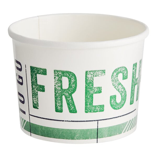 A white Innopak paper container with green text reading "To Go Fresh" on the side.