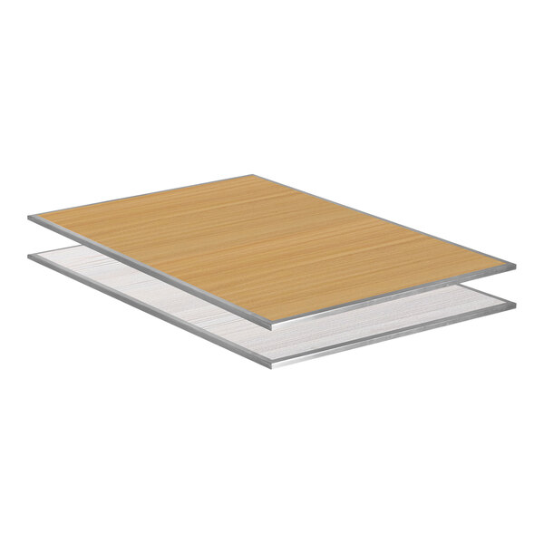 An Eastern Tabletop curved bamboo and pastel laminate drop-in tile with aluminum edge.