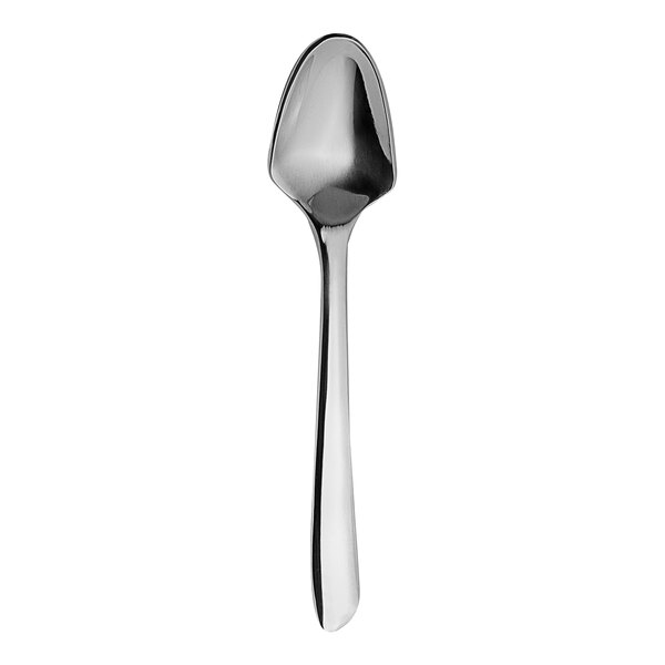 A WNK Tuscany stainless steel demitasse spoon with a silver handle and silver spoon.