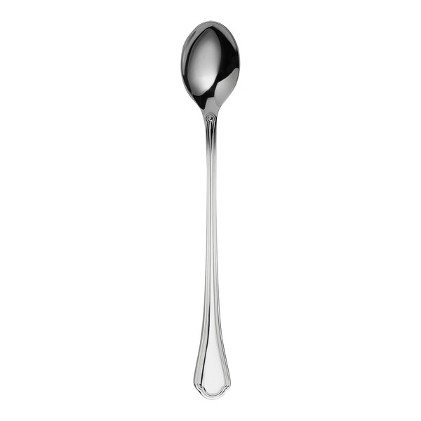 A WNK Leopardi stainless steel iced tea spoon with a long handle.