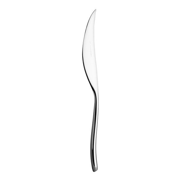 A WNK Zen stainless steel steak knife with a black handle.