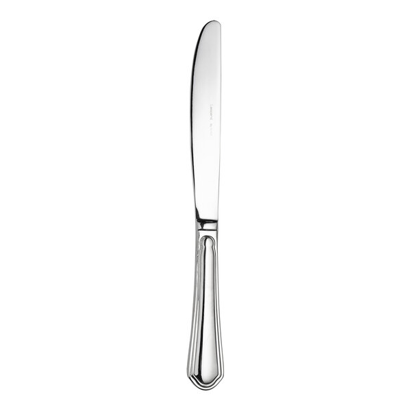 A WNK Leopardi stainless steel dinner knife with a silver handle.