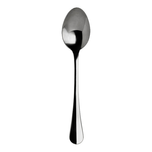 A close-up of a WNK Baguette stainless steel serving spoon with a silver handle.