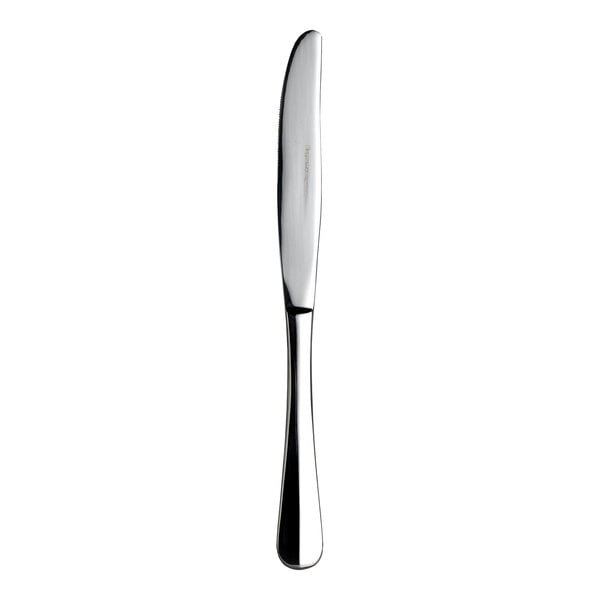 A WNK stainless steel dinner knife with a silver handle.