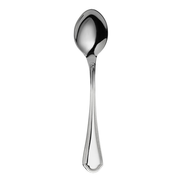A WNK Leopardi stainless steel teaspoon with a handle.
