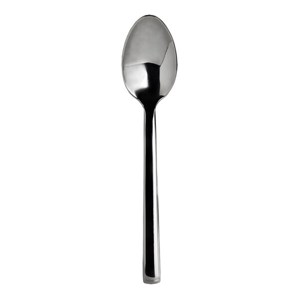 A WNK Chatsworth stainless steel spoon with an oval bowl and black handle.