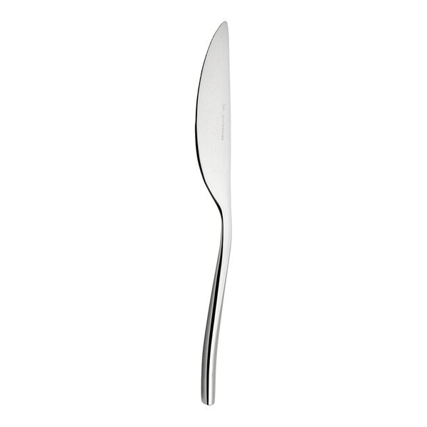 A WNK Zen stainless steel dinner knife with a long silver handle.