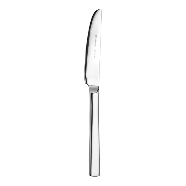A WNK Silhouette stainless steel dessert knife with a silver handle.