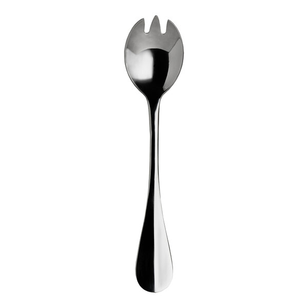 A Steelite International stainless steel salad serving fork with a long handle.