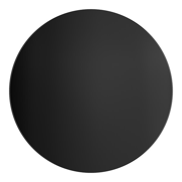 A close up of a black Lancaster Table & Seating round table top.