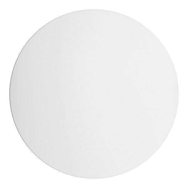 A pearl white round table top with a white circle and black lines.