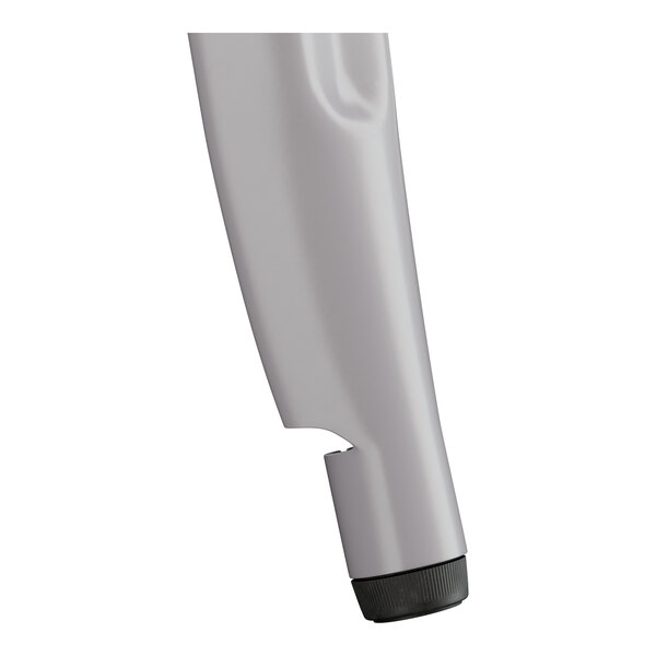 A close-up of a Lancaster Table & Seating outdoor table in nickel gray.