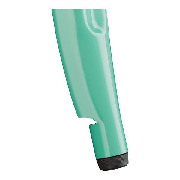 A close-up of a green plastic Lancaster Table & Seating bar height table top.