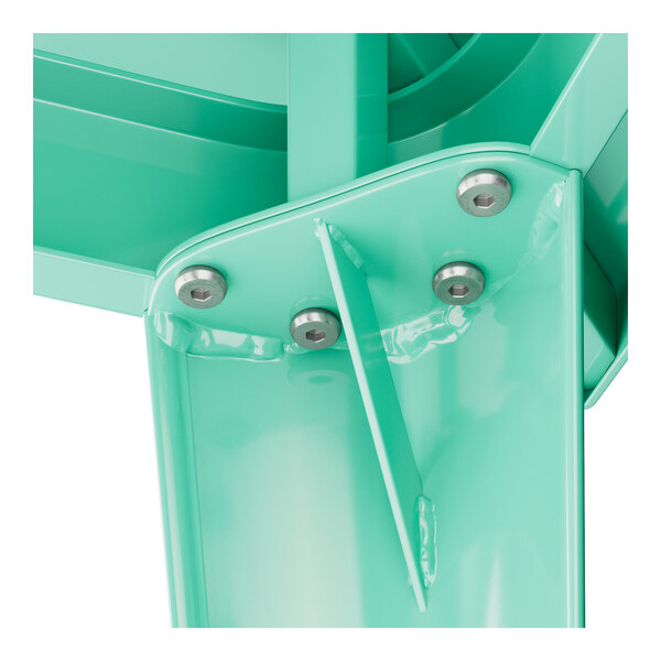 A close-up of a Lancaster Table & Seating Aquamarine metal table top.