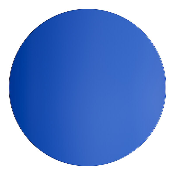 A blue circle with a white background.