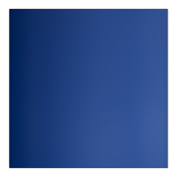 A blue square with a white background.