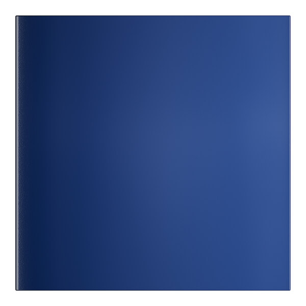 A blue square table top with white borders.