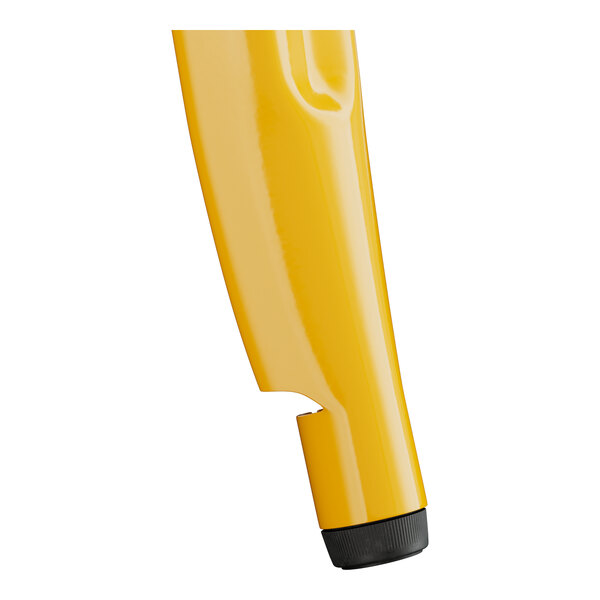 A yellow plastic table top with a black base.