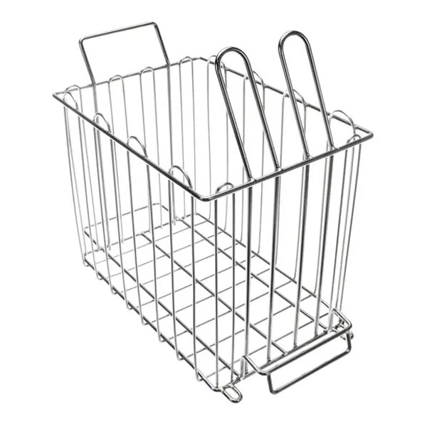 A metal Franke basket with handles.