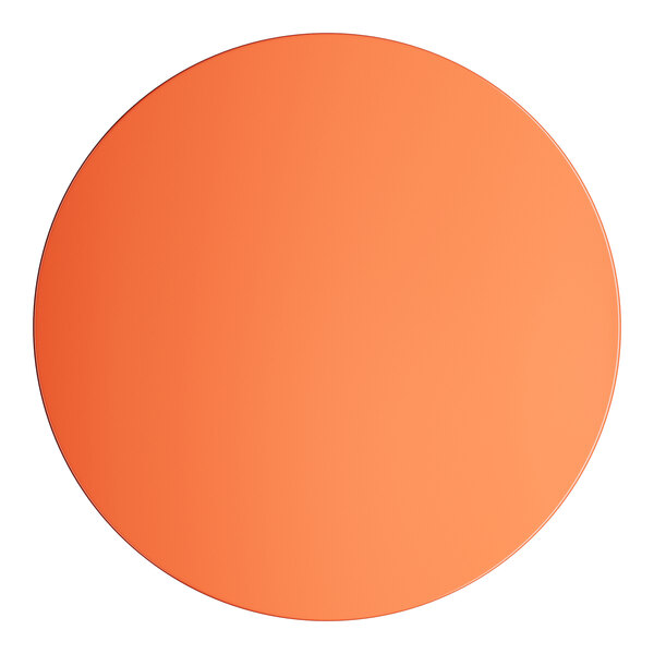 A close up of a Lancaster Table & Seating round orange table top.