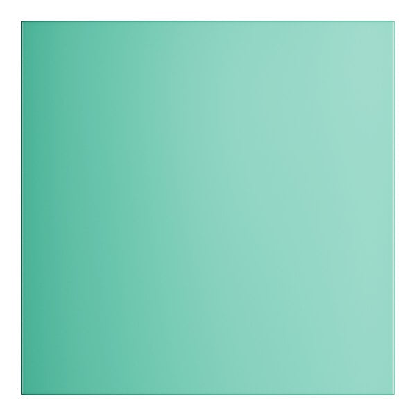 A close-up of a square aquamarine table top.