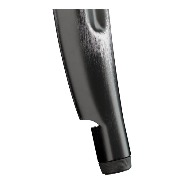 A close-up of a Lancaster Table & Seating black and silver bar height table.