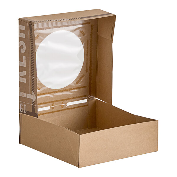 An Innopak kraft cardboard pie box with a window.
