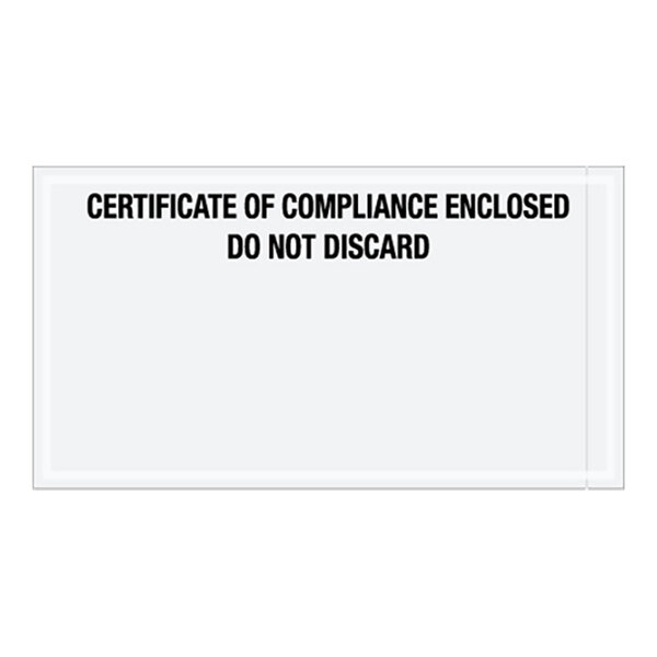 A white Lavex envelope with black text reading "Certificate of Compliance" containing a certificate.