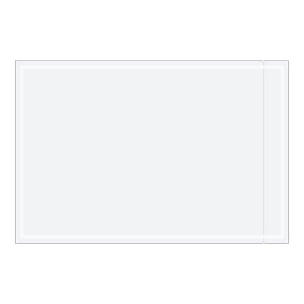 A white rectangular envelope with a clear strip.