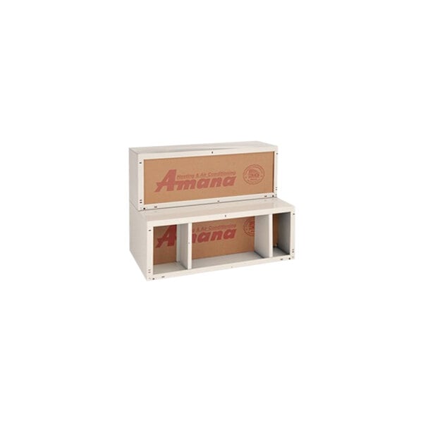 A white box with a brown lid and red text for an AMANA PTAC wall sleeve.