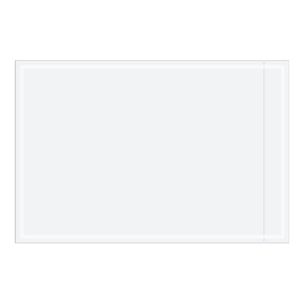 A white rectangular Lavex packing list envelope with a clear strip.