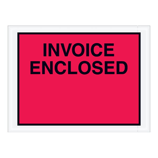 A red sign with black text that says "Invoice Enclosed"