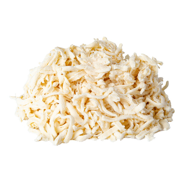 A pile of shredded plant-based vegan garlic cheese.