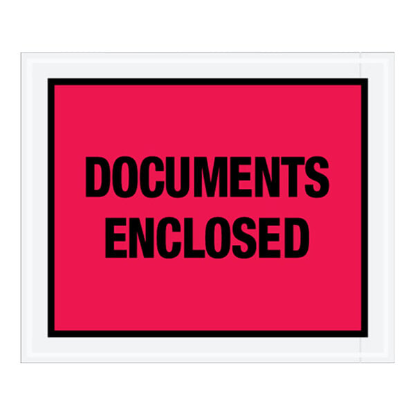 A red sign with black text that says "Documents Enclosed"