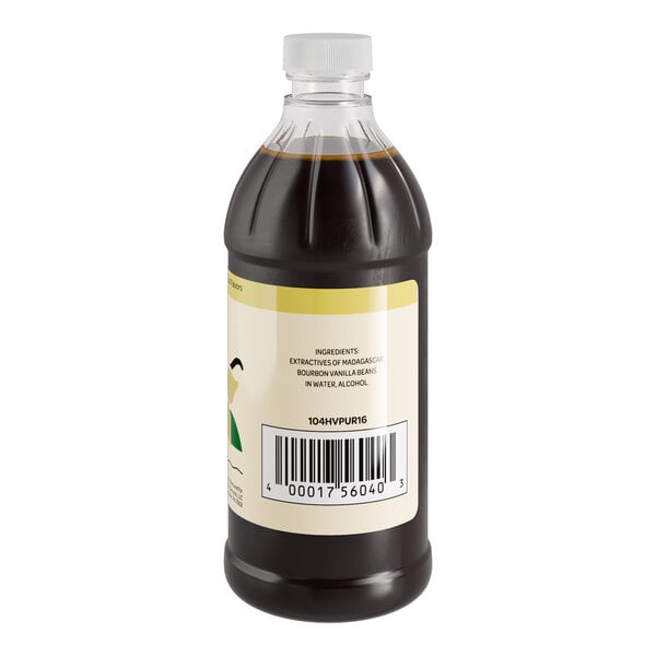 A black bottle of Hometown Provisions Gourmet Pure Vanilla Extract with a white label.