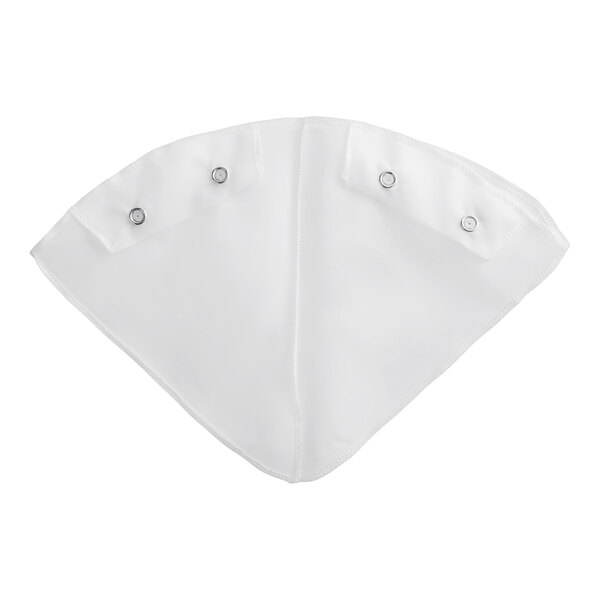 A white triangle-shaped cloth with buttons.