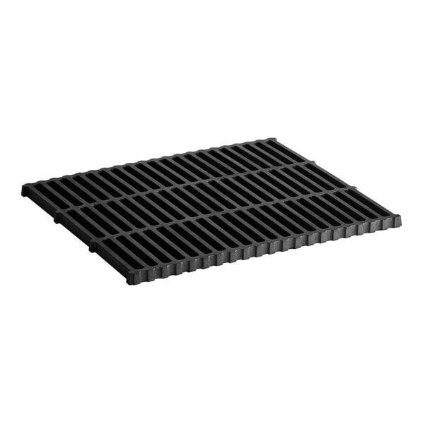 A 21-inch by 17-inch cast iron bottom broiler grate with a rectangular, slotted design.