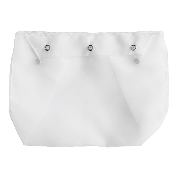 A white mesh bag with buttons.