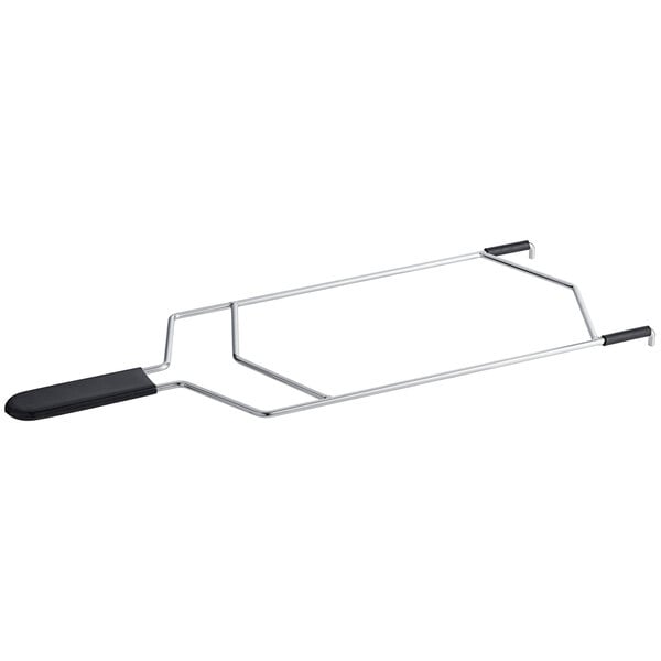 A Fryclone metal oil filter bag holder frame with a handle.