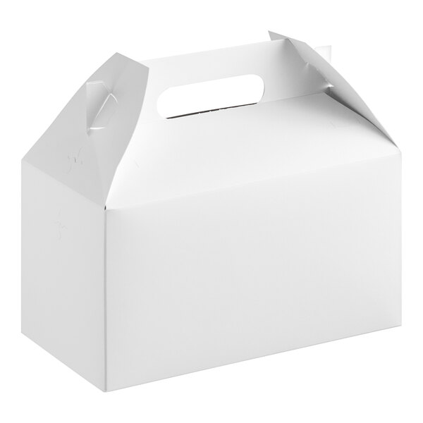 A white rectangular Southern Champion take-out box with a handle.