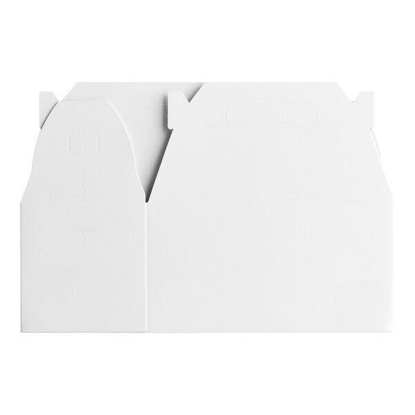 A white rectangular Southern Champion take-out box with a handle.