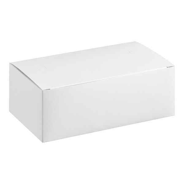 A white Southern Champion take-out lunch box with a tuck top lid.