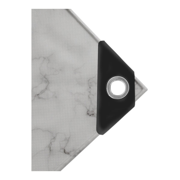 A white and marble heavy duty tarp with black accents.