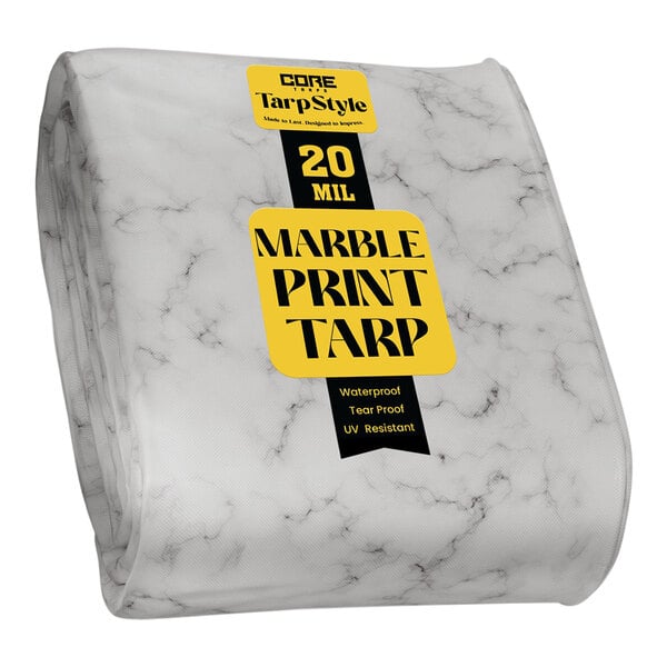A white and marble print Core Heavy Duty Tarp.