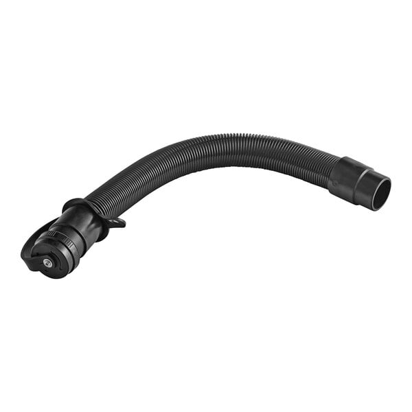 A black flexible Lavex drain hose with a metal connector.