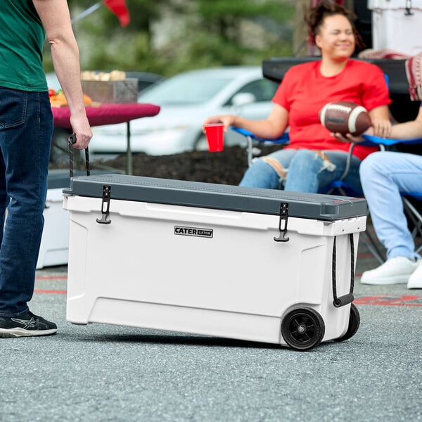 CaterGator CG100PAW Panda 110 Qt. Mobile Rotomolded Outdoor Cooler / Ice Chest