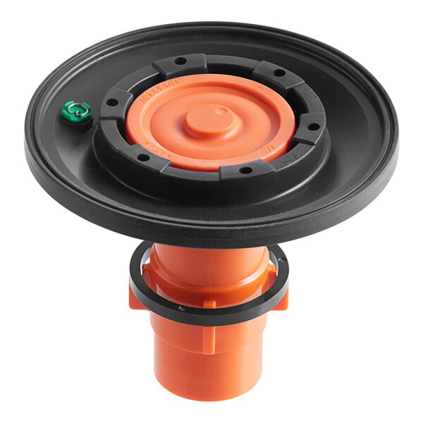 An American Standard Ultima diaphragm assembly with black and orange plastic parts and a green valve.